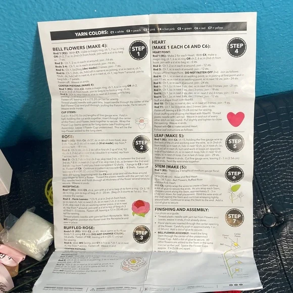 OPEN BOX Needle Creations Crochet Kit - Make Your Own Bouquet COMPLETE KIT - Picture 10 of 11